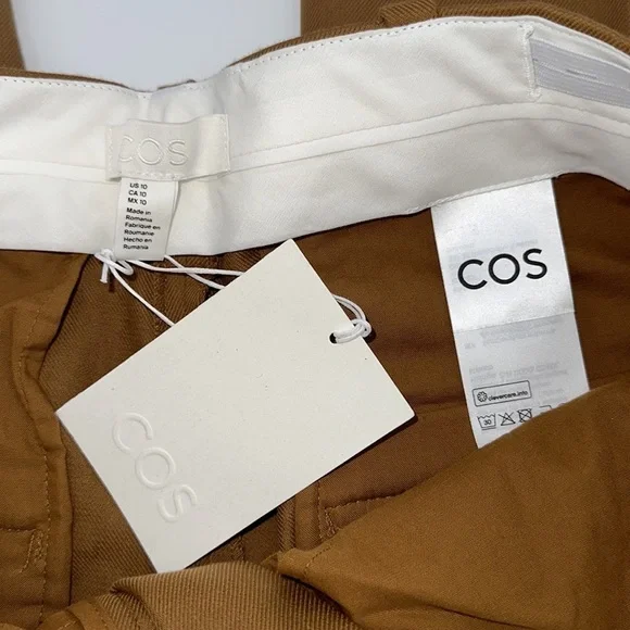 COS Cuffed Wide Leg Pants in Dark Tan, US10 - Picture 5 of 10